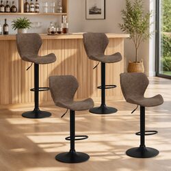 Vintage Brown Swivel Bar Stools Set of 4 for Comfort