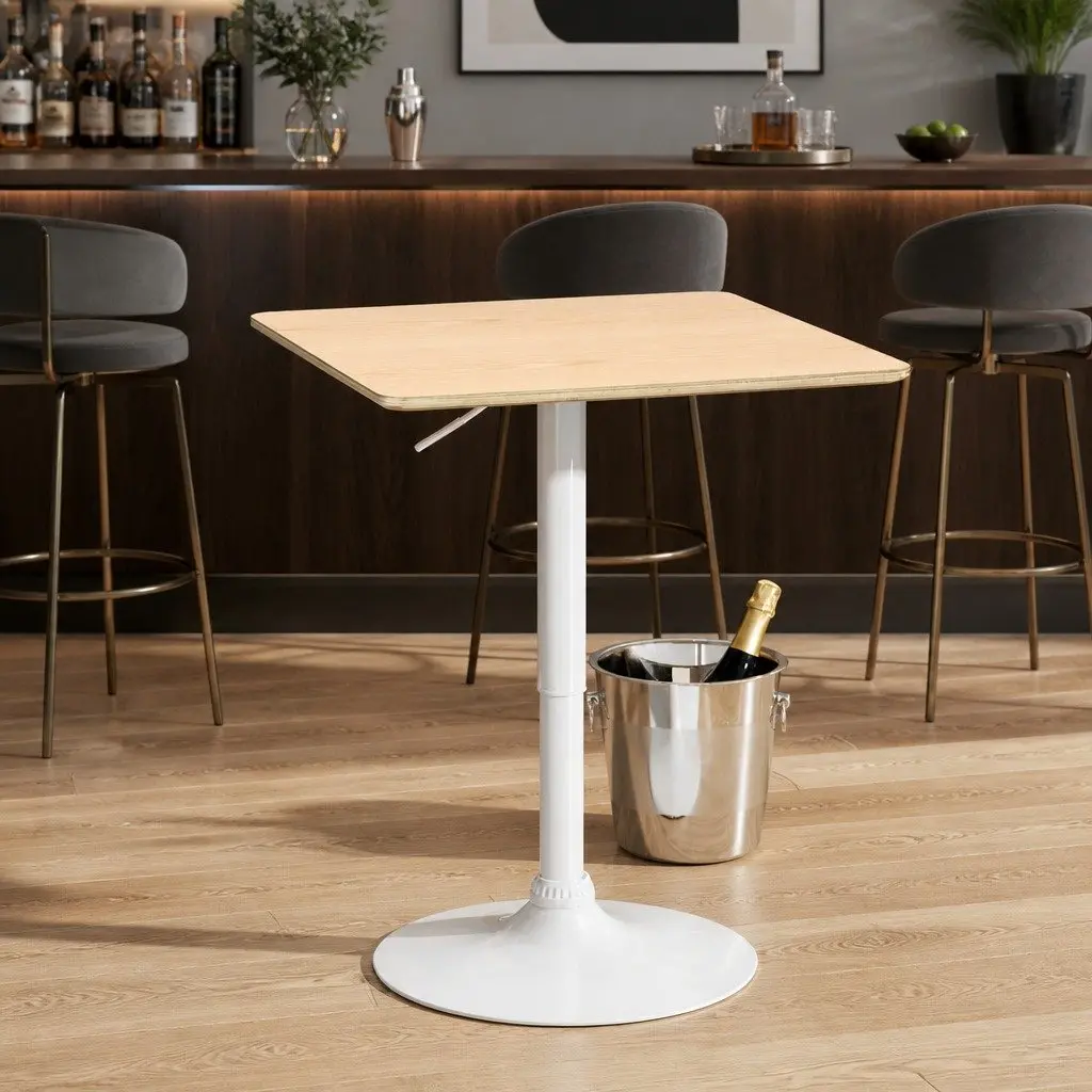 Pine Bar Table with Adjustable Gas Lift and Swivel Top