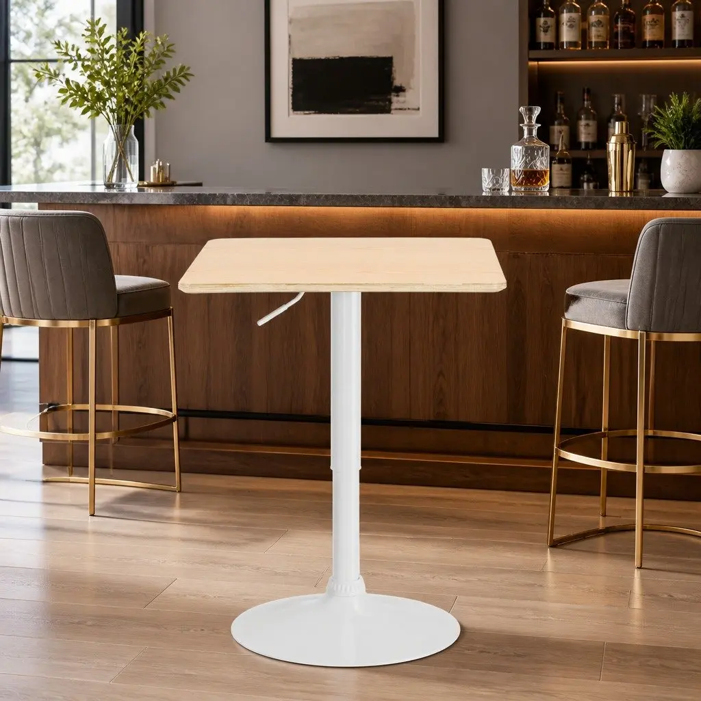 Pine Bar Table with Adjustable Gas Lift and Swivel Top