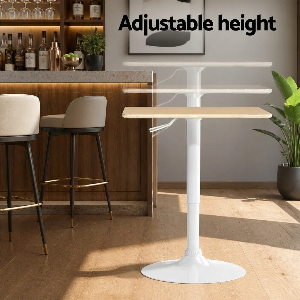 Pine Bar Table with Adjustable Gas Lift and Swivel Top