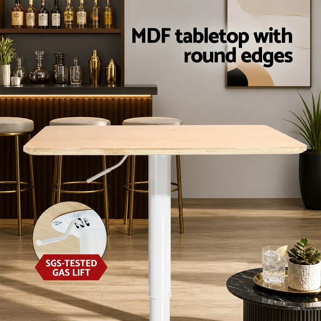 Pine Bar Table with Adjustable Gas Lift and Swivel Top