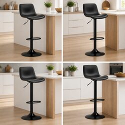 Set of 4 Comfortable Black Bar Stools with Swivel