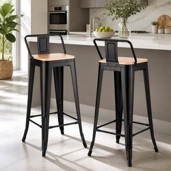 Set of 2 Stackable Industrial Bar Stools for Dining
