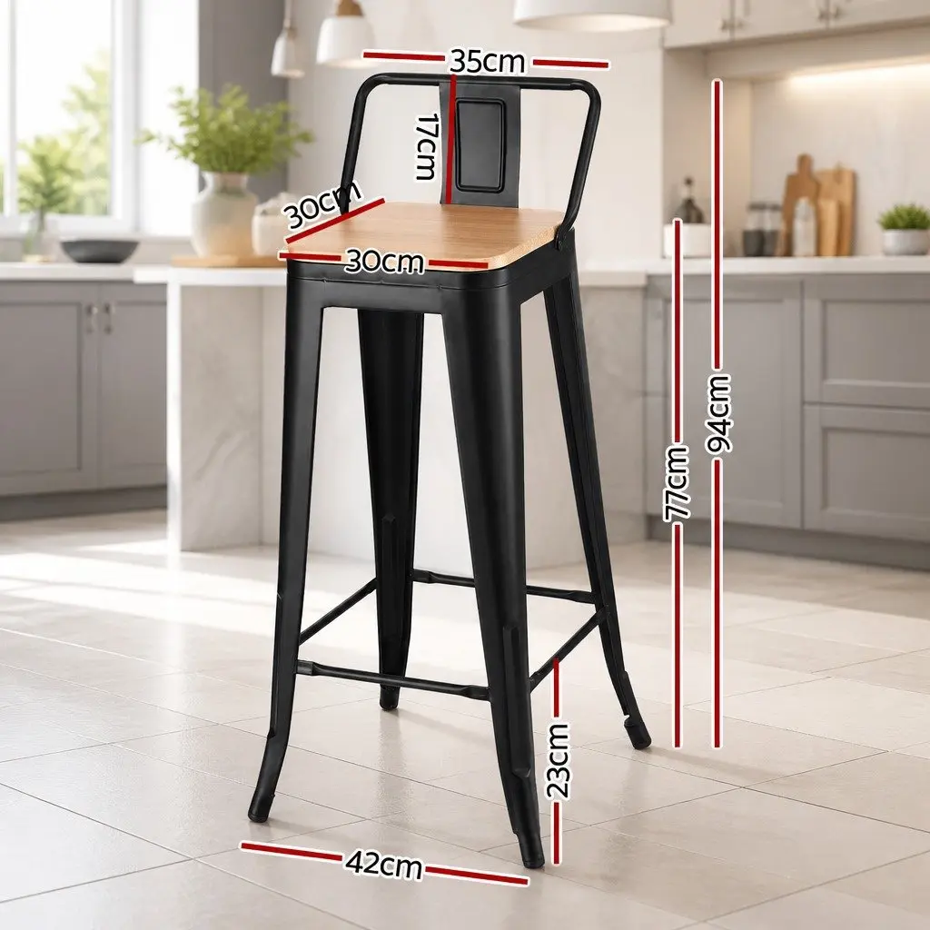 Set of 2 Stackable Industrial Bar Stools for Dining