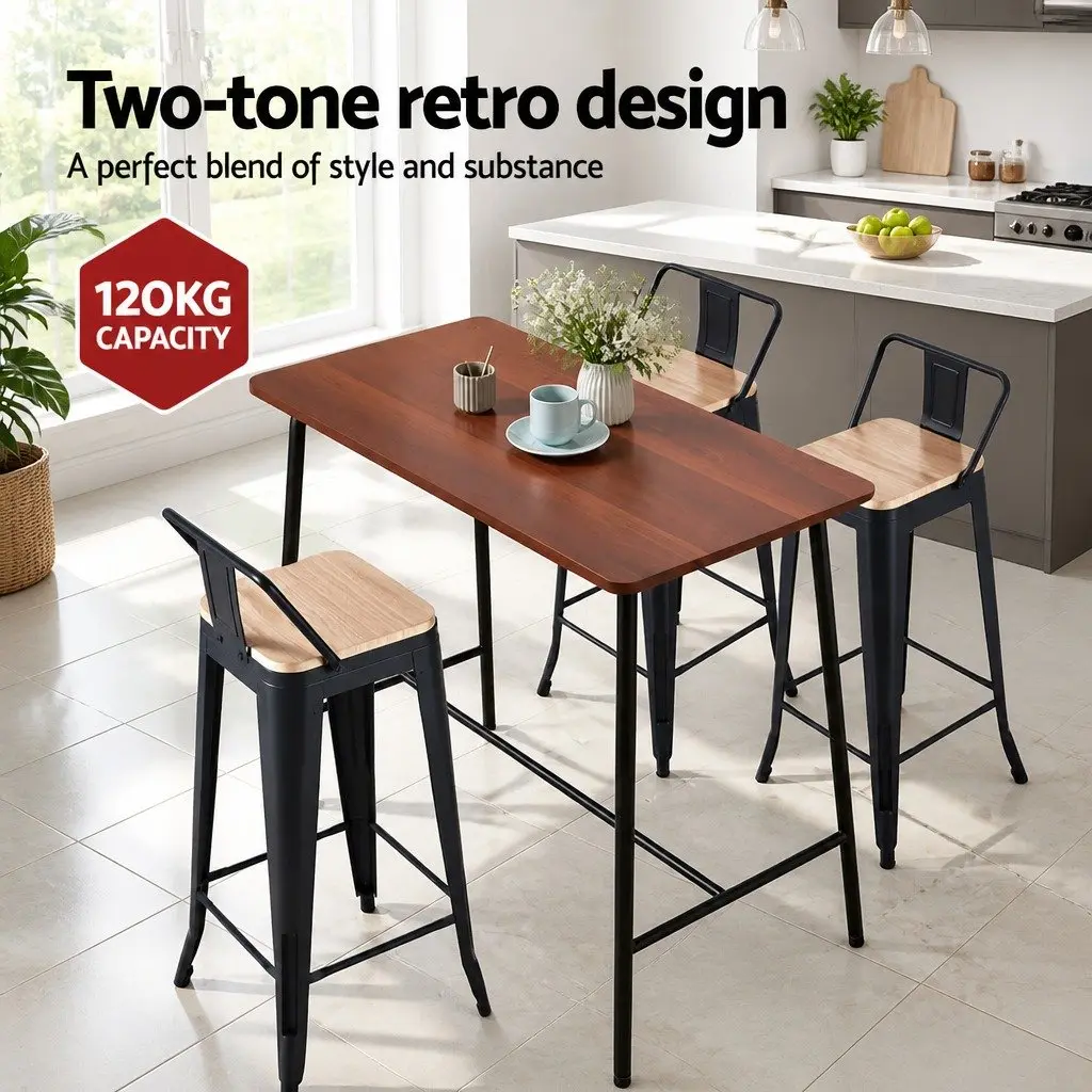 Set of 2 Stackable Industrial Bar Stools for Dining