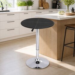 Modern Black Round Bar Table with Swivel Top 62cm