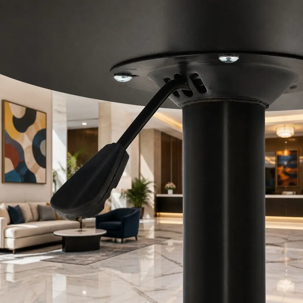 Round Bar Table Adjustable Height Swivel 60cm MDF Steel Black