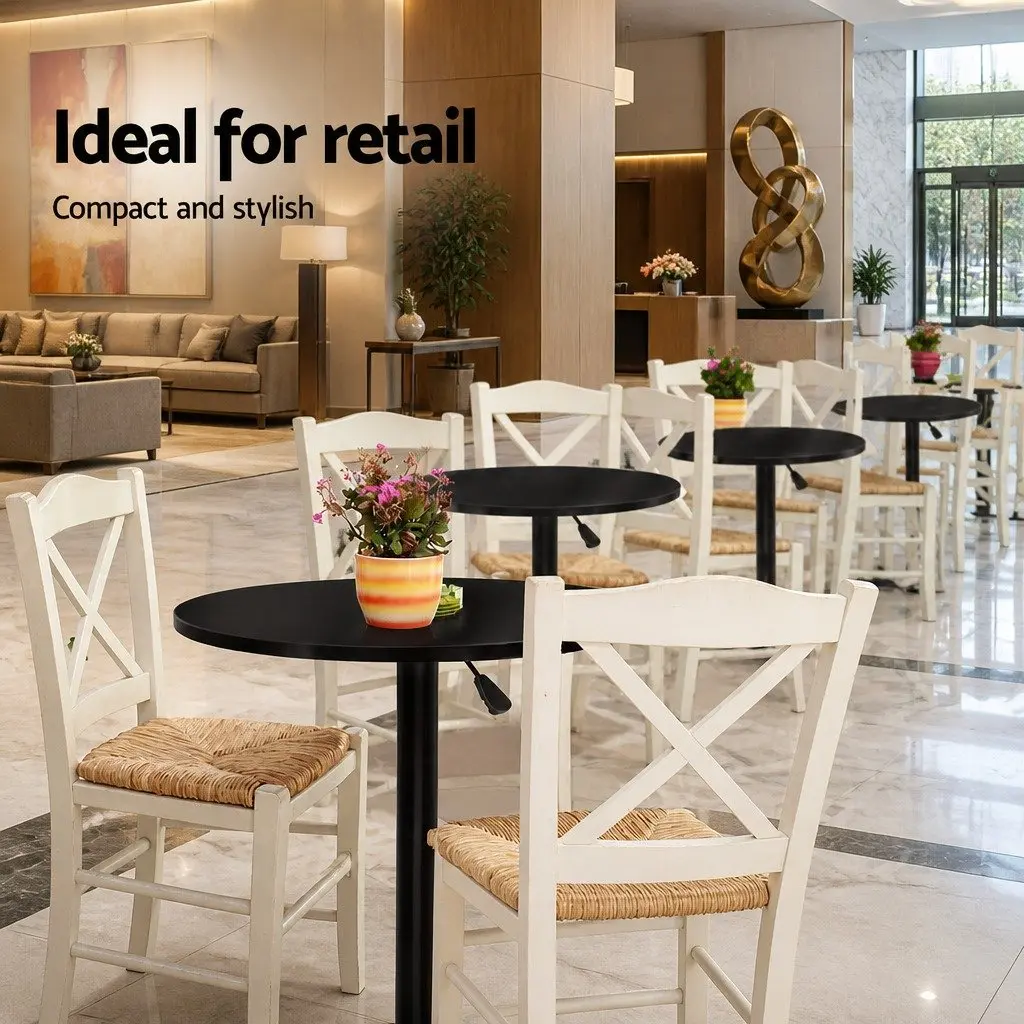 Round Bar Table Adjustable Height Swivel 60cm MDF Steel Black