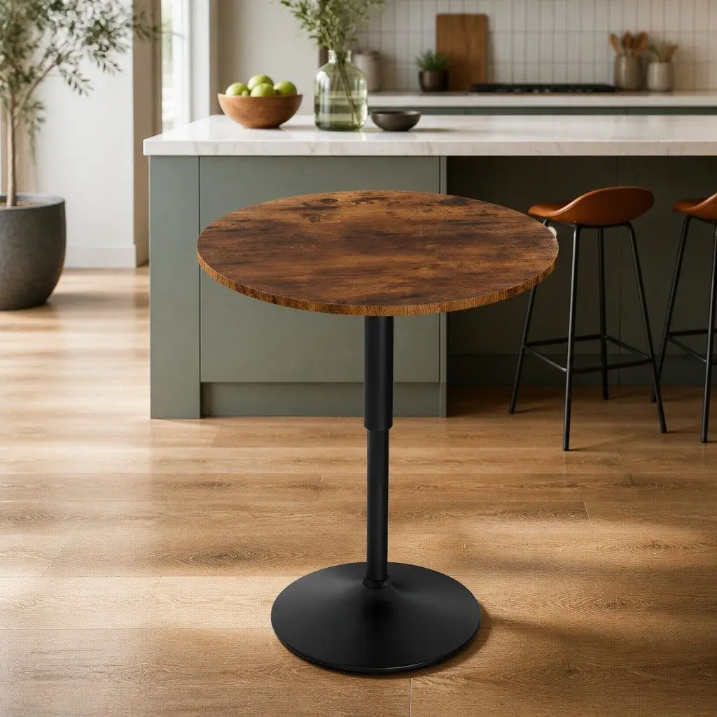 Rustic Height Adjustable Round Bar Table 60cm