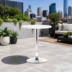 Height Adjustable White Round Bar Table