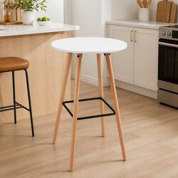White Round Bar Table for Dining and Kitchen 98cm