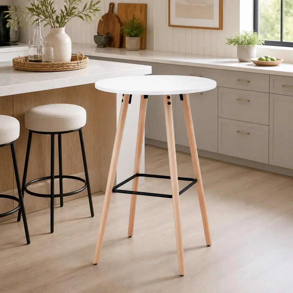 White Round Bar Table for Dining and Kitchen 98cm