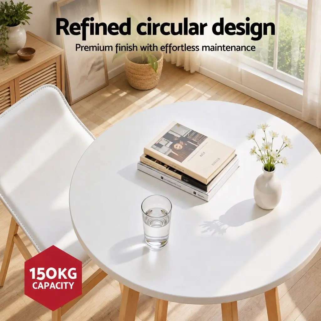 White Round Bar Table for Dining and Kitchen 98cm