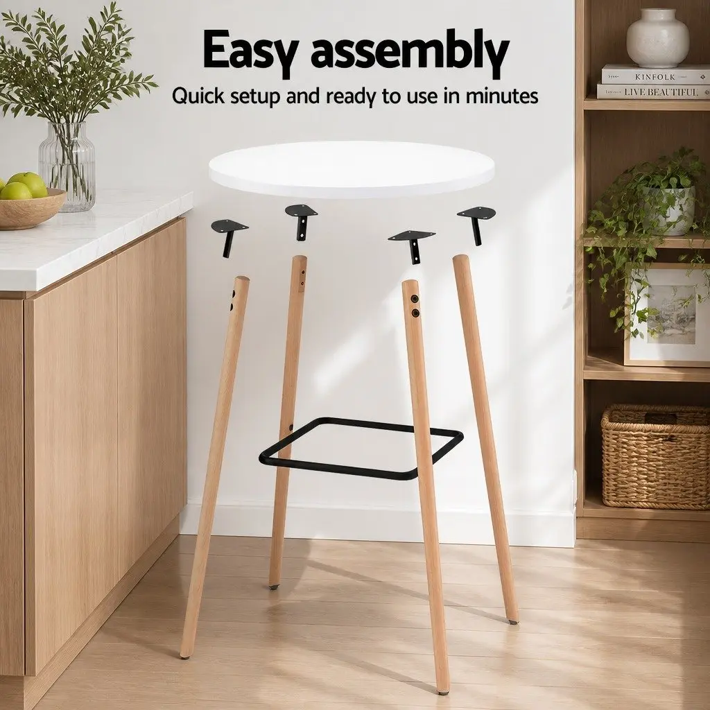White Round Bar Table for Dining and Kitchen 98cm