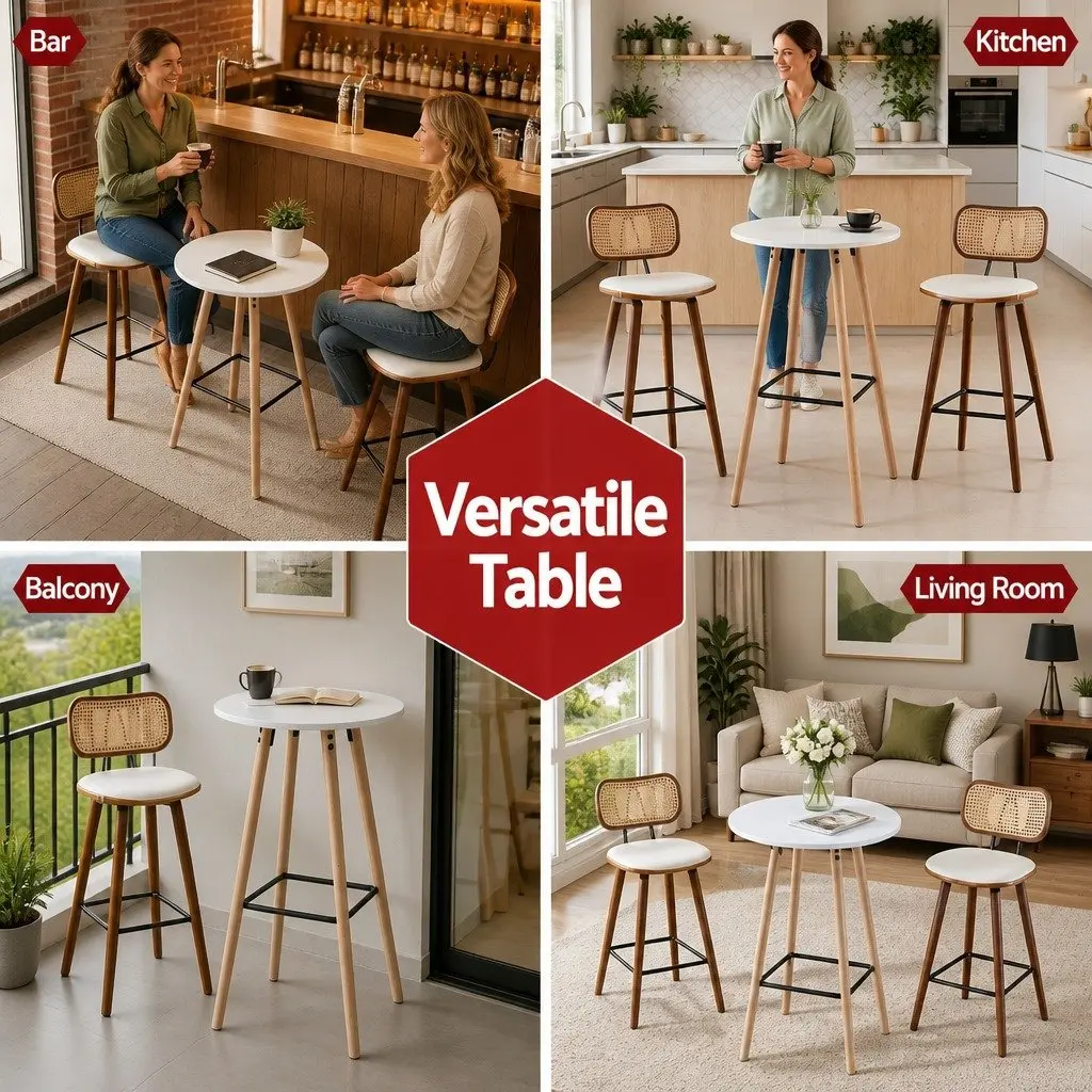 White Round Bar Table for Dining and Kitchen 98cm