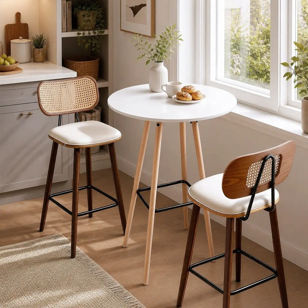 White Round Bar Table for Dining and Kitchen 98cm