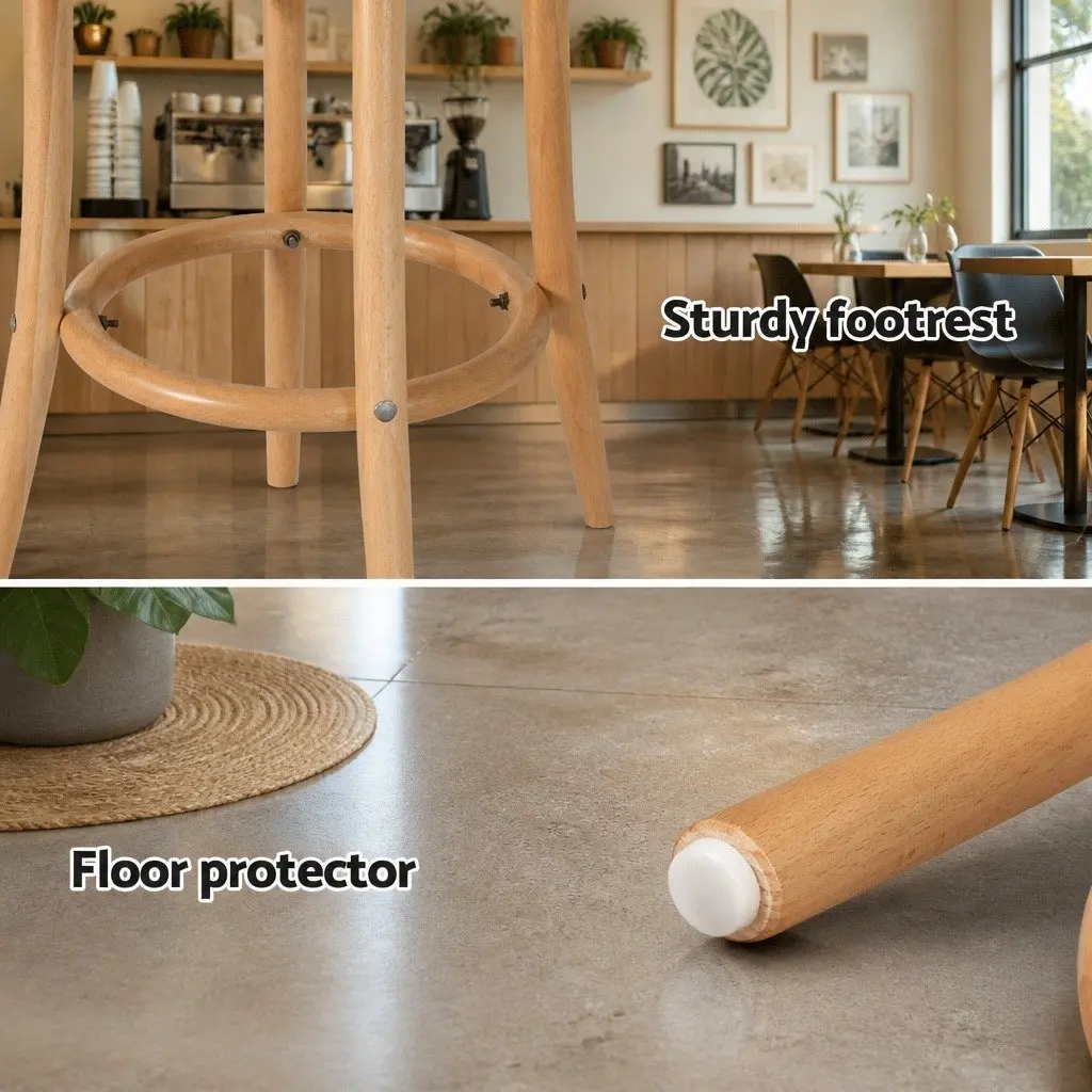 Bar Stools Rattan Seat Wooden Frame Kitchen Counter Height Dining 65cm Oak Finish Set of 4