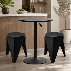 Black 3-Piece Bar Stool and Table Set for Dining