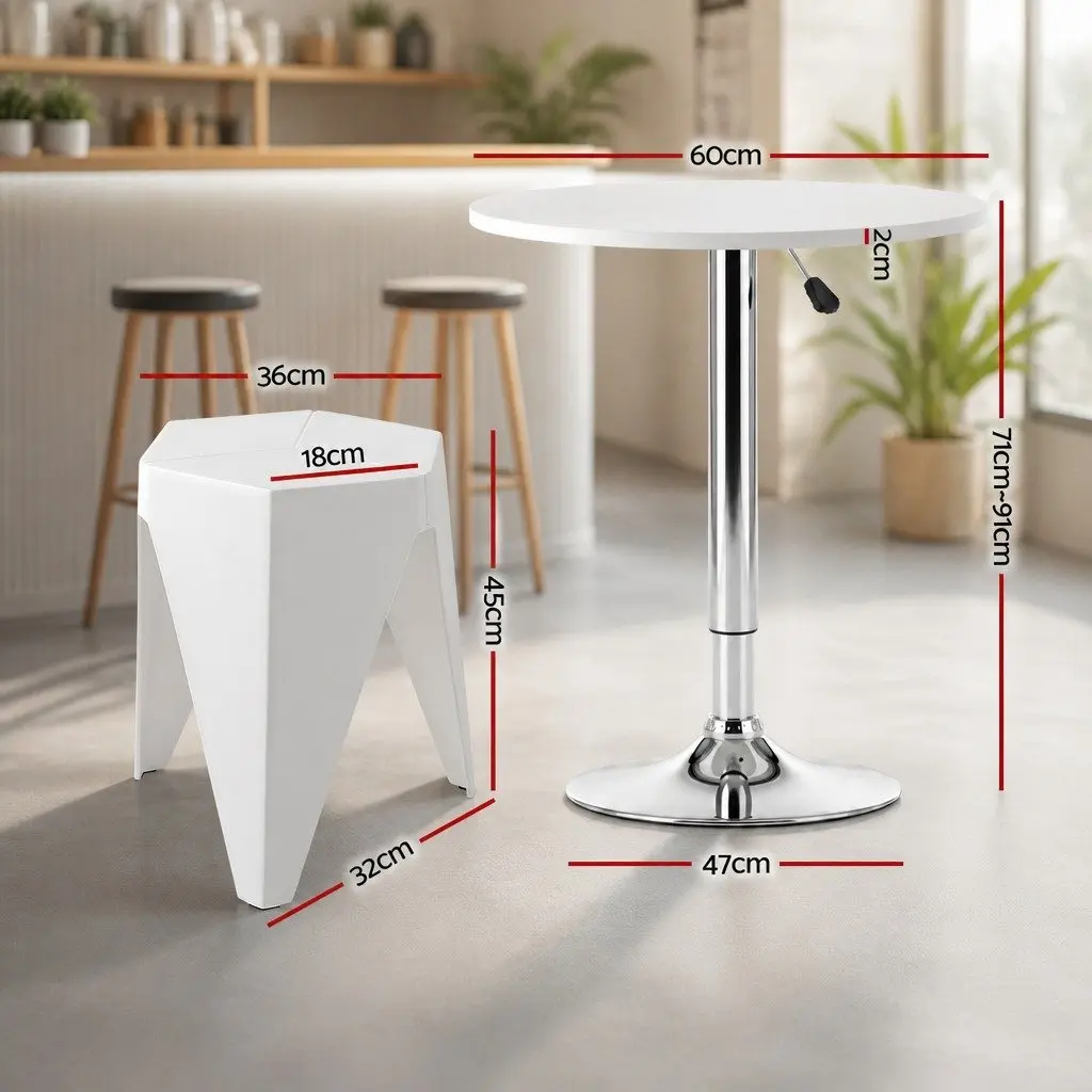 3 Piece Bar Stool and Table Set in White