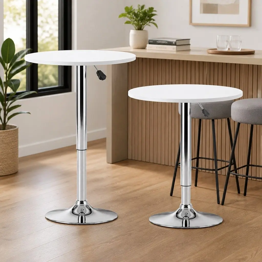 3 Piece Bar Stool and Table Set in White