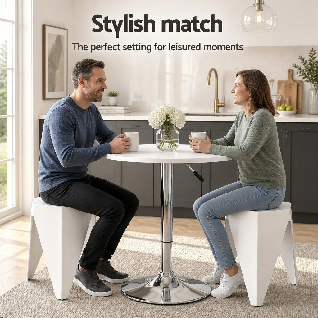 3 Piece Bar Stool and Table Set in White