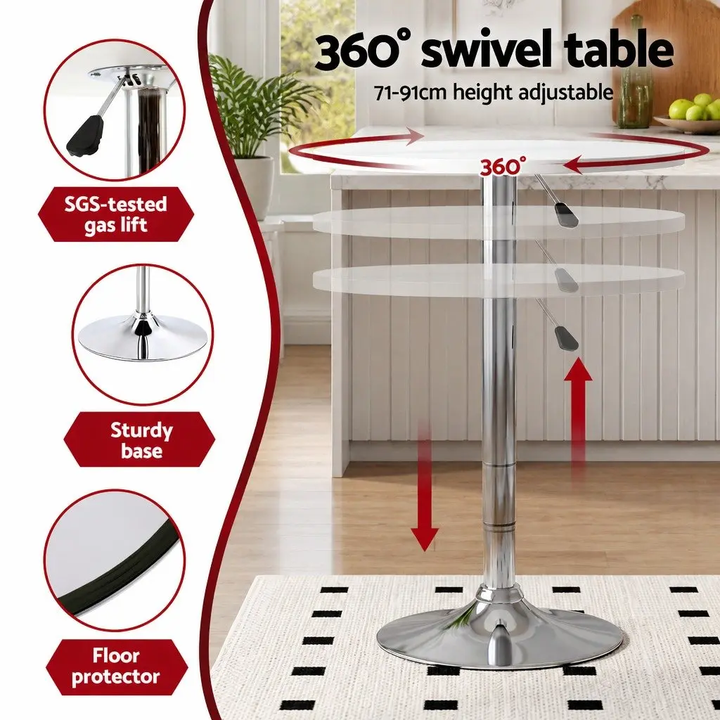 3 Piece Bar Stool and Table Set in White