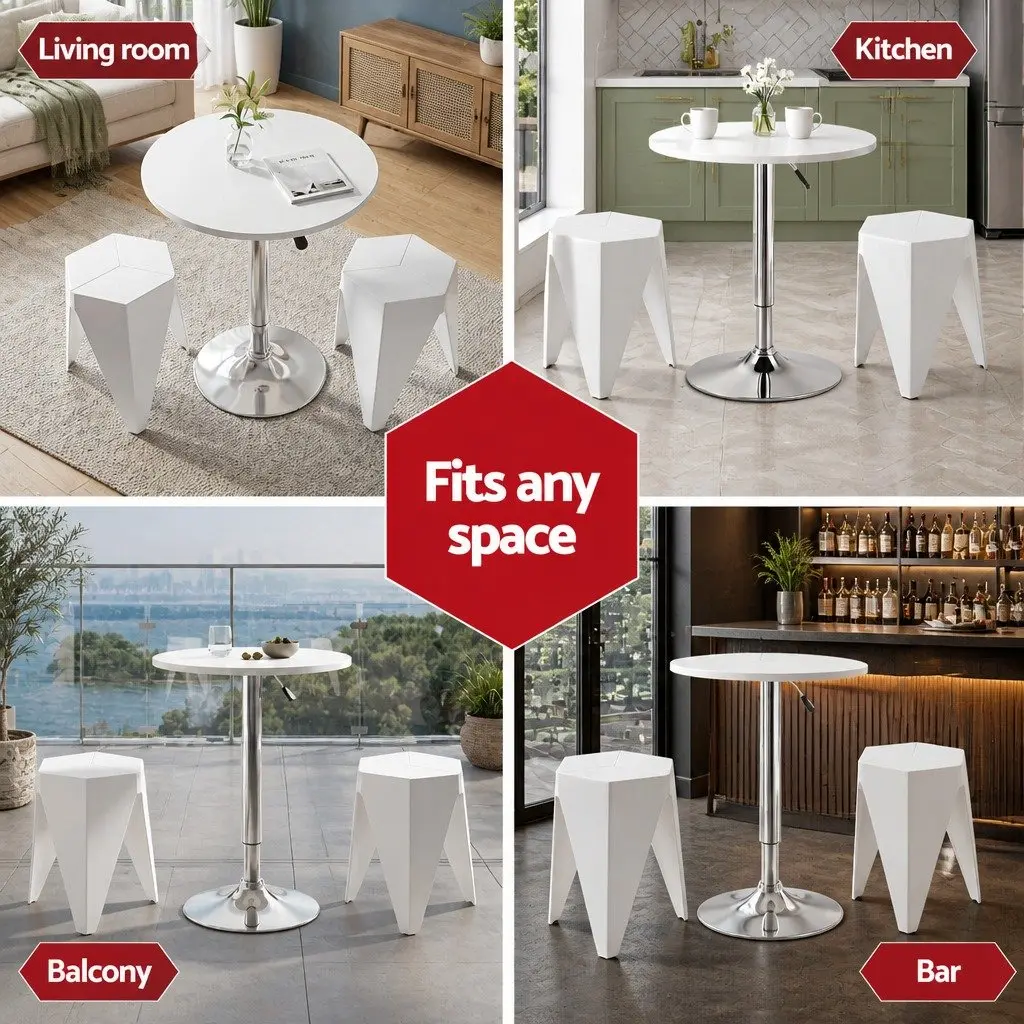 3 Piece Bar Stool and Table Set in White