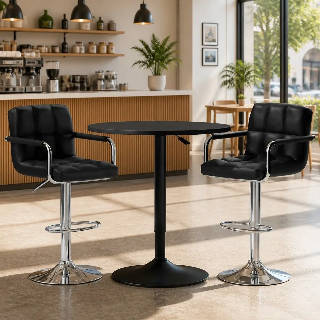 Adjustable Bar Table and Stools Set for Dining
