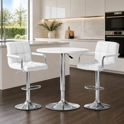 White Bar Table and Stool Set for Dining and Cafe Spaces