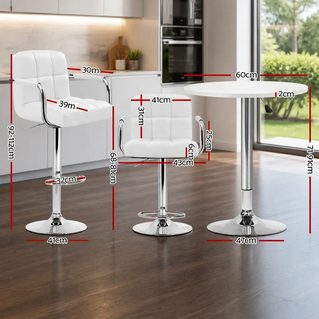 White Bar Table and Stool Set for Dining and Cafe Spaces