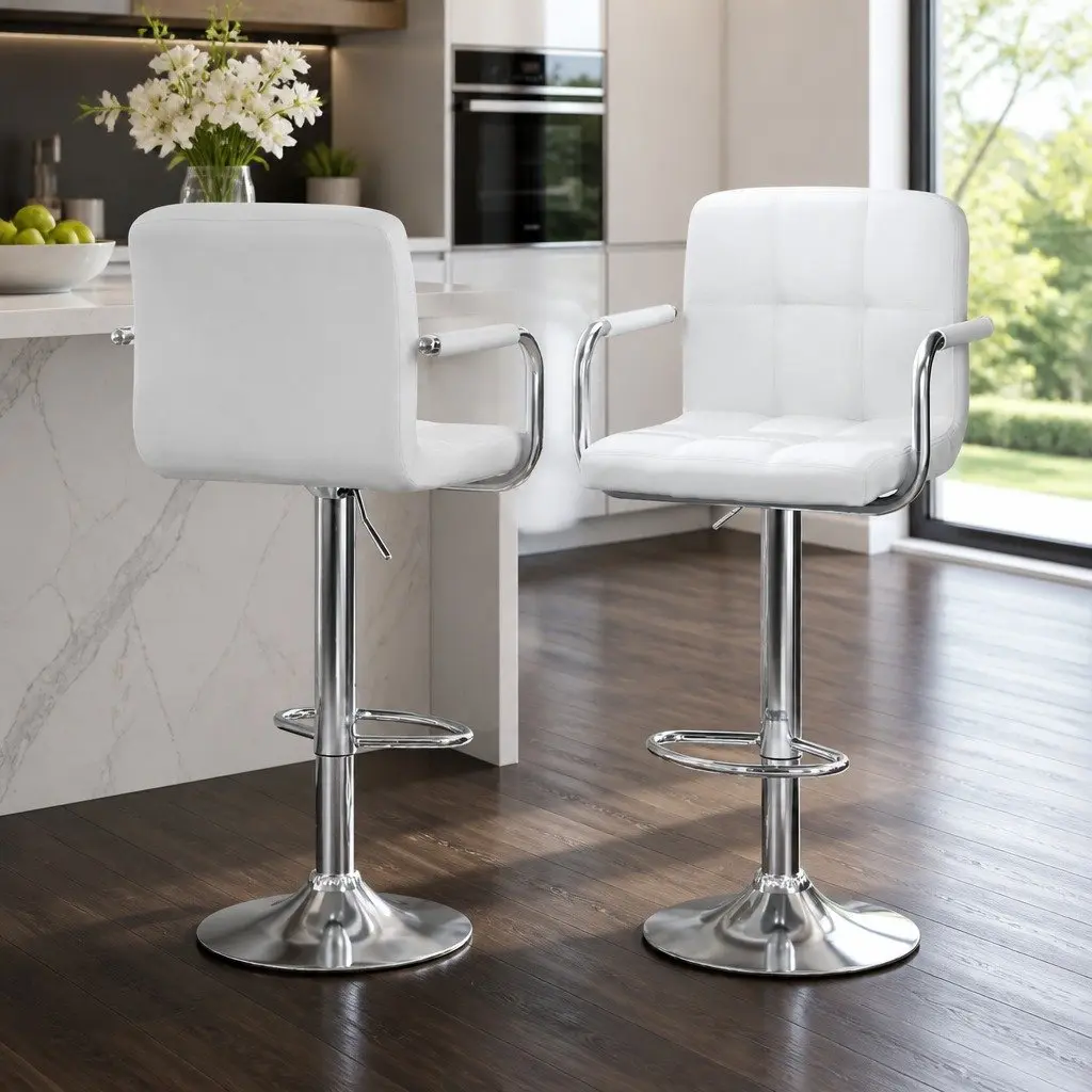 White Bar Table and Stool Set for Dining and Cafe Spaces