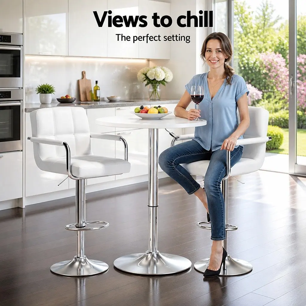 White Bar Table and Stool Set for Dining and Cafe Spaces