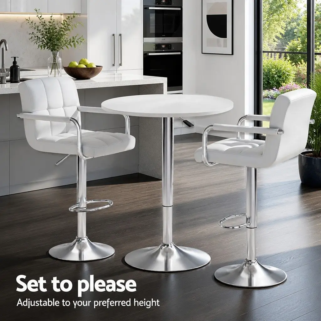 White Bar Table and Stool Set for Dining and Cafe Spaces