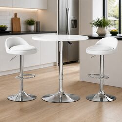 Contemporary Bar Table and Stools Set in White