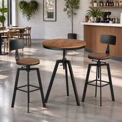 3-Piece Industrial Bar Table and Stools Set