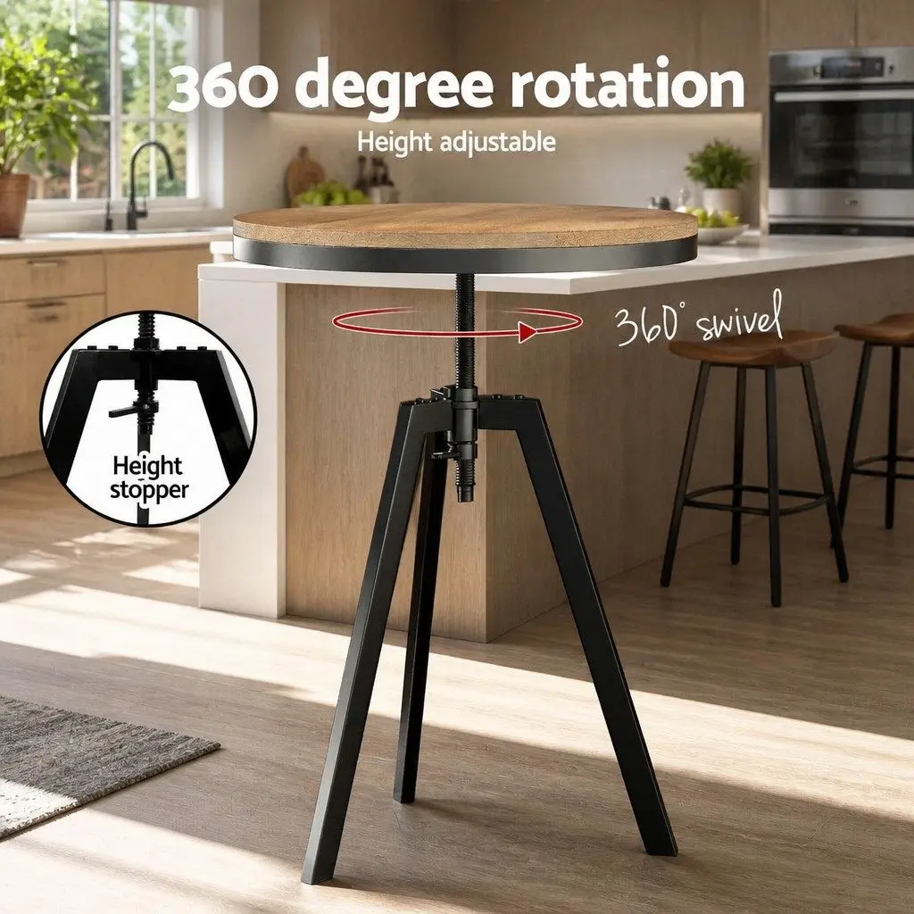 Bar Table Stools Set Adjustable Swivel Industrial Kitchen Chairs Cafe Pub Dining