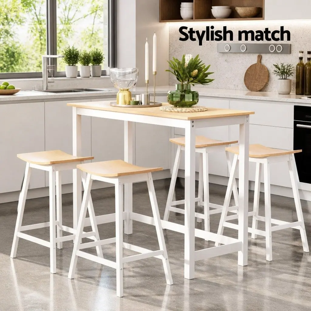 Bar Table and Stools Set Dining Kitchen Chairs Solid Wood Legs Cafe Pub Bar