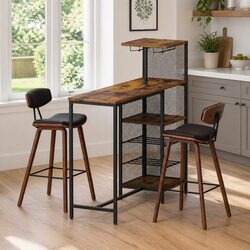 Stylish 3-Piece Bar Table and Stools Set