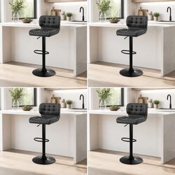 Set of 4 Grey Bar Stools with Gas Lift and Swivel
