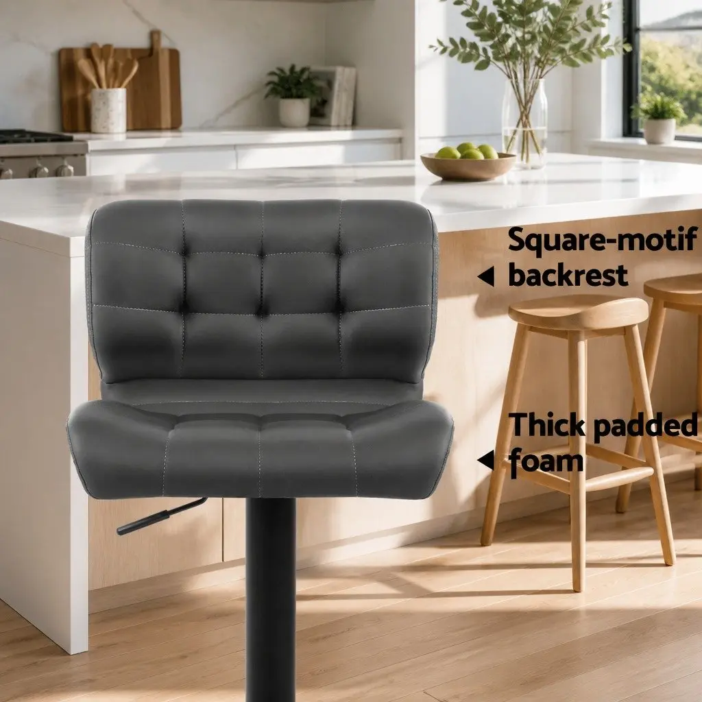 Bar Stools Gas Lift Padded Seat Swivel Kitchen Counter Height Grey