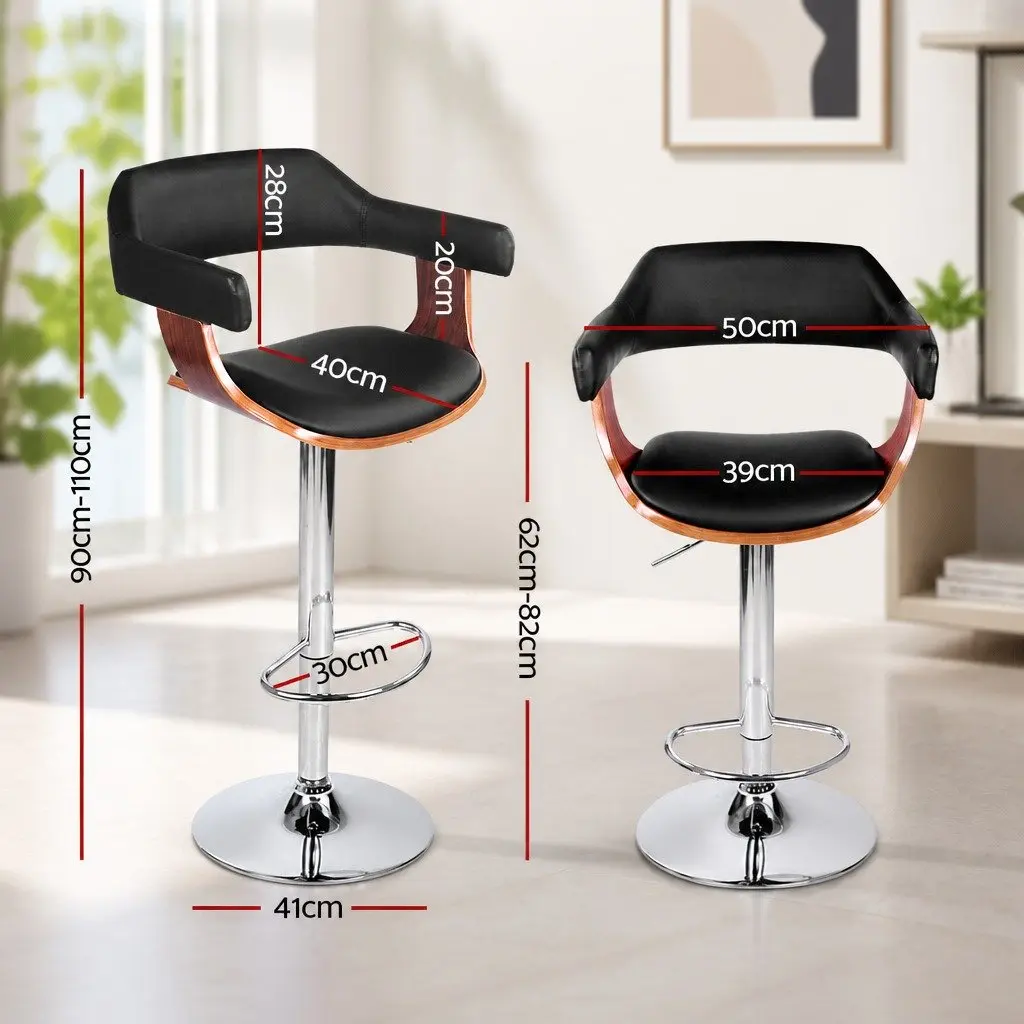 Black PU Leather Bar Stools with Armrest