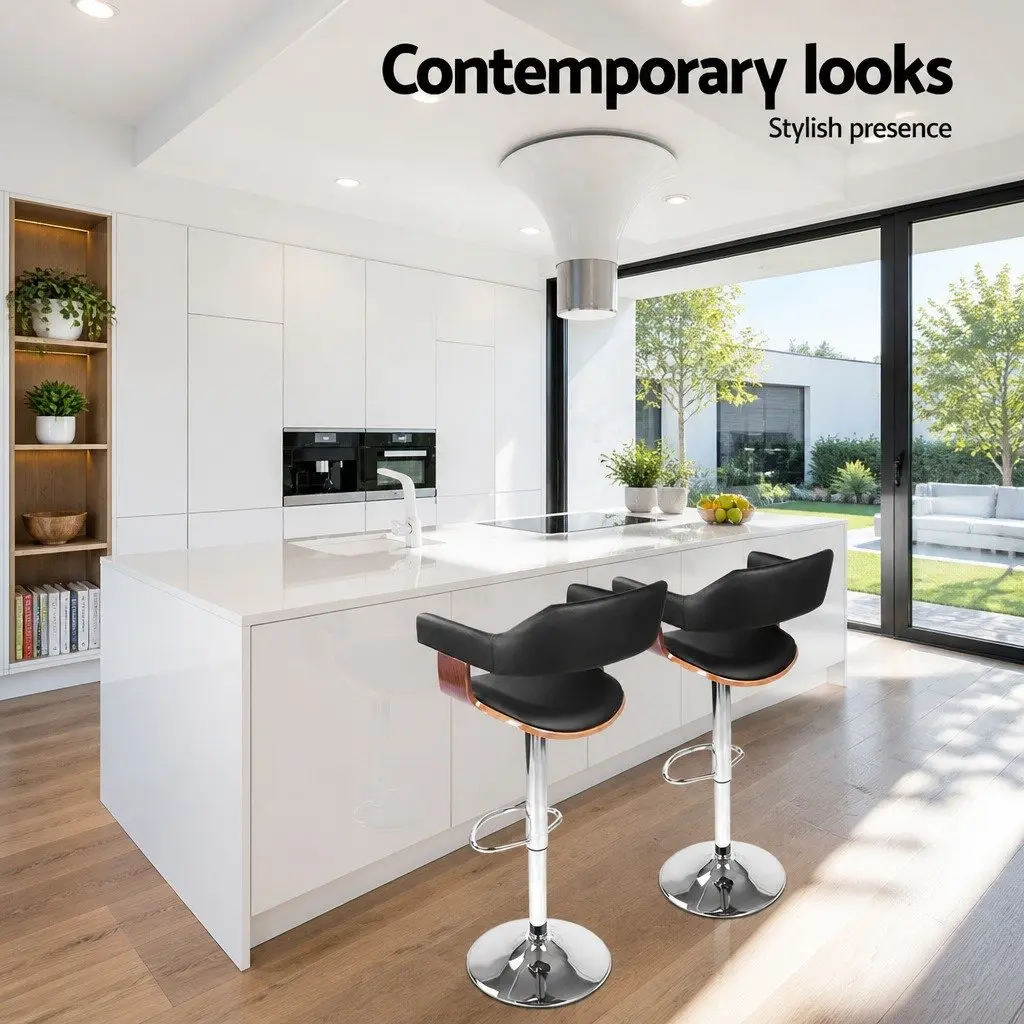 Black PU Leather Bar Stools with Armrest