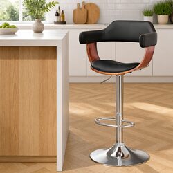 Elegant Bar Stool with Gas Lift Swivel and Chrome Base