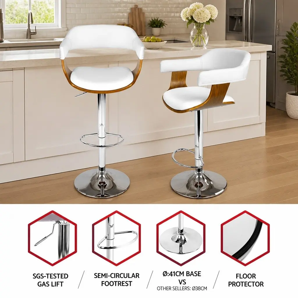 White Bar Stool with Chrome Base