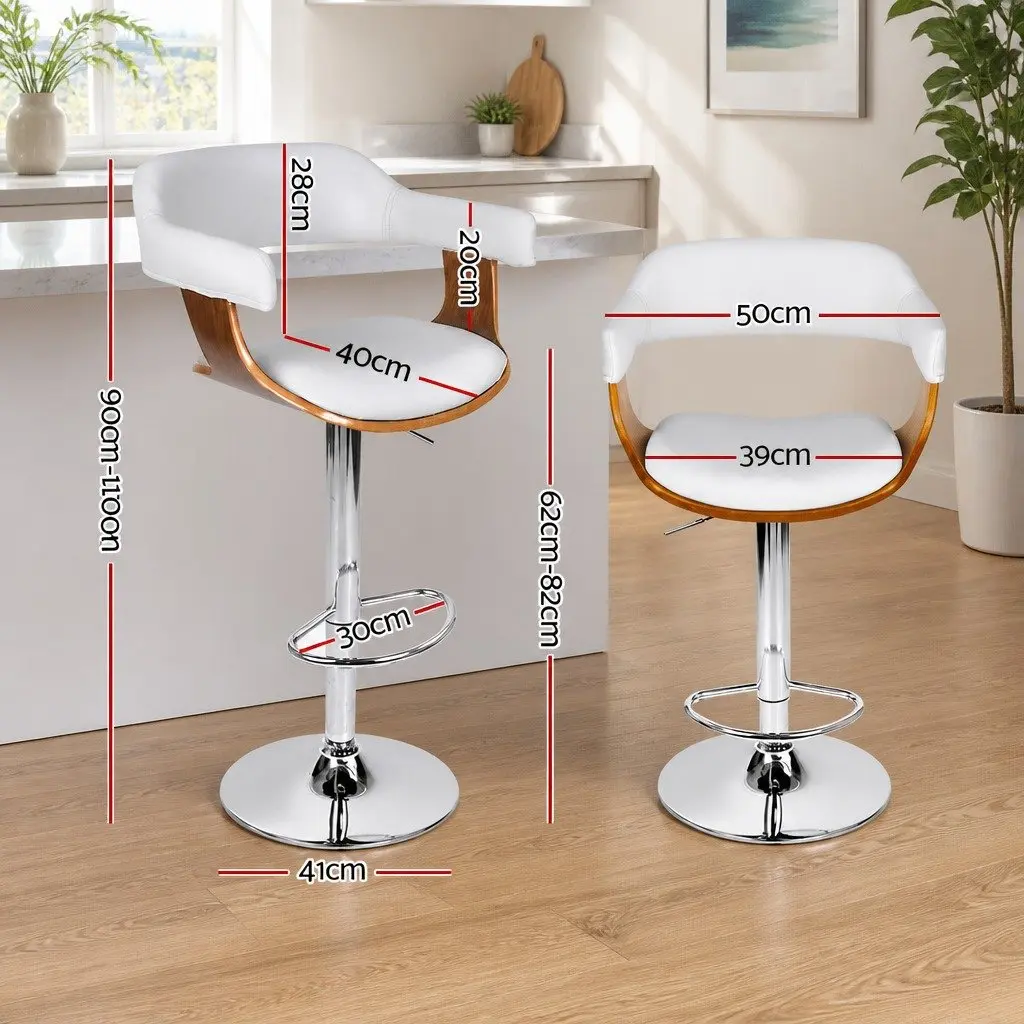 White Bar Stools With Gas Lift Set of 2