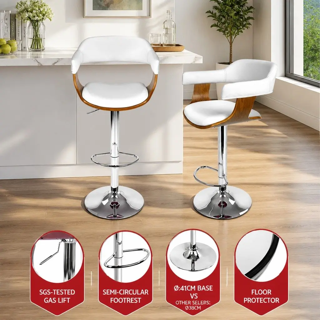 White Bar Stools With Gas Lift Set of 2