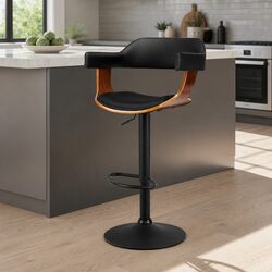 Comfortable Black PU Leather Bar Stools with Armrests