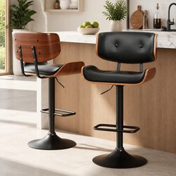 Comfortable Black Bar Stools with Adjustable Height