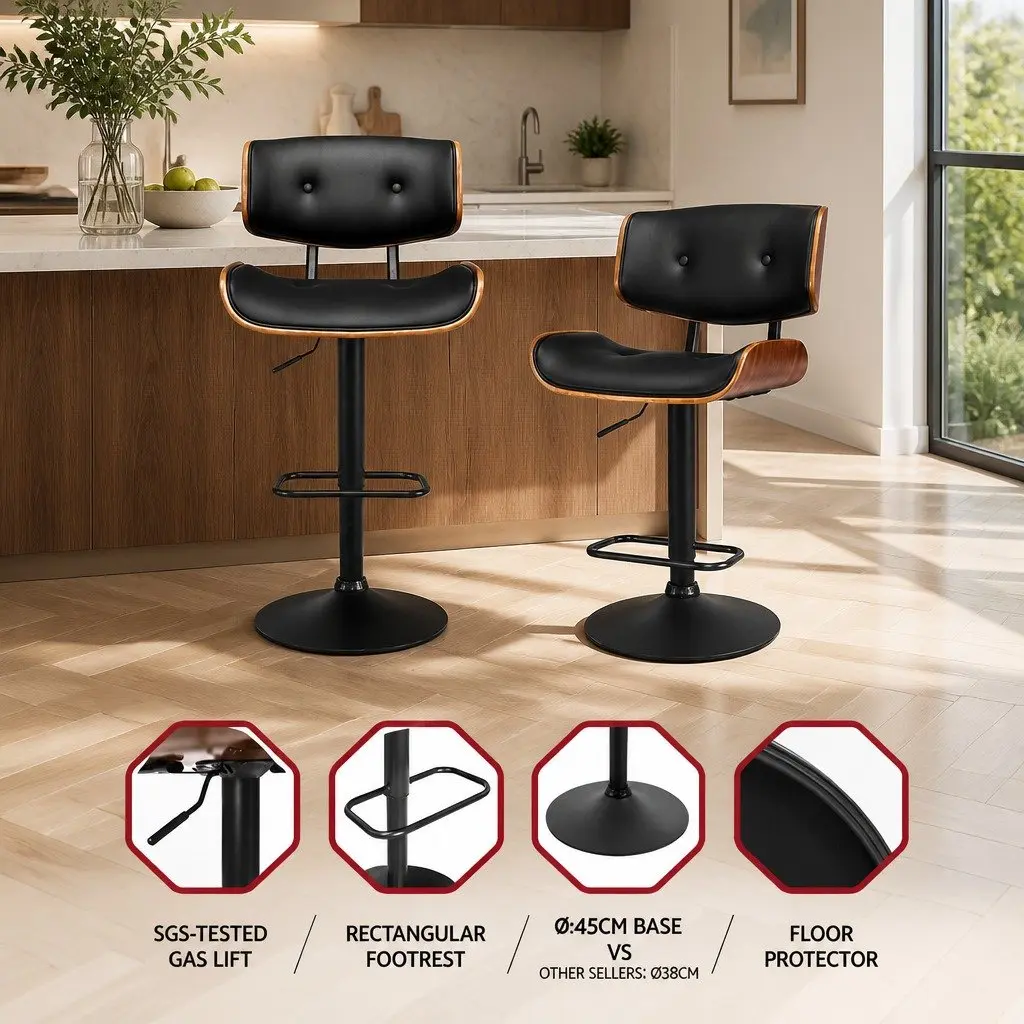 Black Bar Stools with Adjustable Height