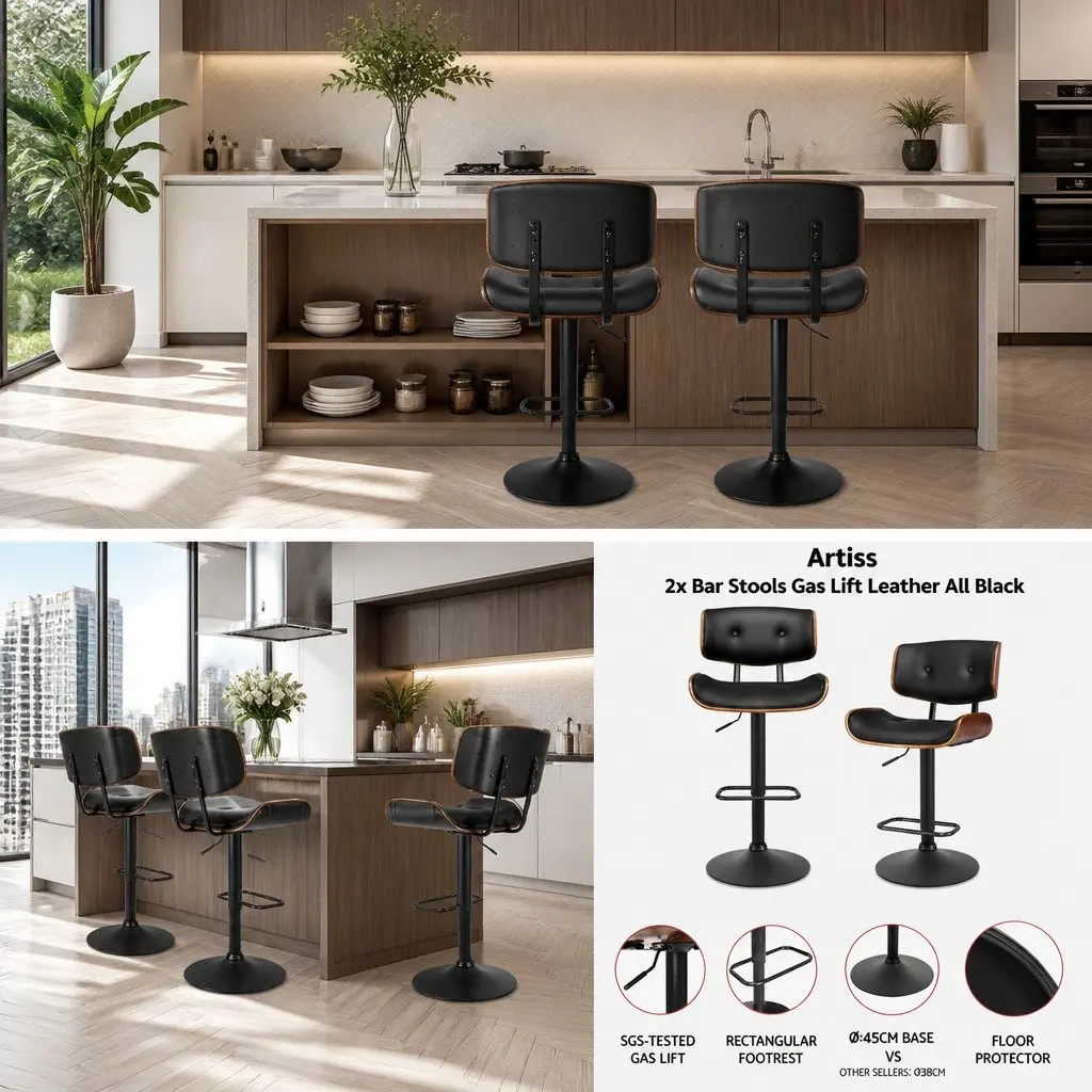 Black Bar Stools with Adjustable Height